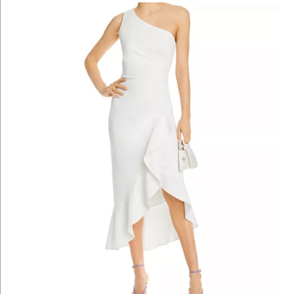 Aqua one shoulder crepe dress